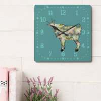 Quirky Colorful Funky Goat Funny Animal Art Green