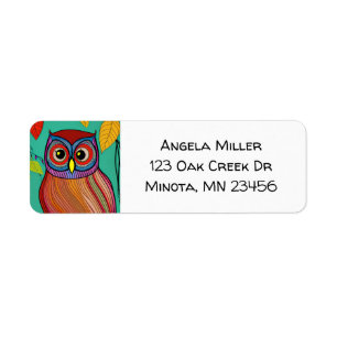 Quirky Colourful Folk Art Abstract Owl