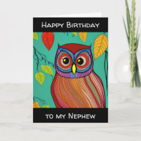 Quirky Colourful Folk Art Abstract Owl Birthday