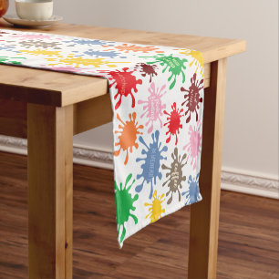 Quirky Colourful Food Stain Splatter Short Table Runner