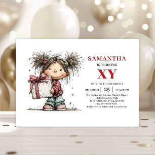 Quirky Colourful Girl Birthday invitation