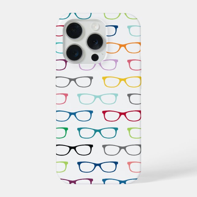 Quirky Colourful Hipster Glasses Pattern iPhone Case (Back)