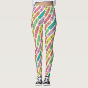 Quirky Colourful Skateboard Pattern Leggings