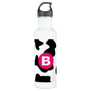 Quirky Cow Patch Pattern Pink Monogram 710 Ml Water Bottle