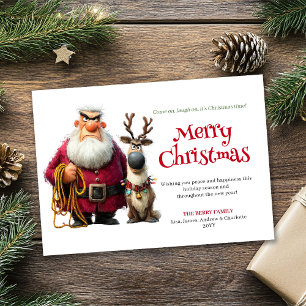 Quirky cranky Claus custom editable Christmas card