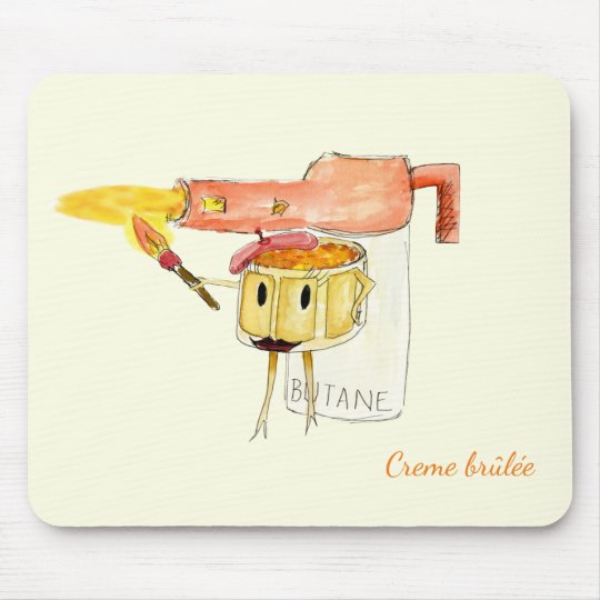 Quirky Creme Brulee Dessert Funny Cartoon Humor Mouse Pad Zazzle.ca