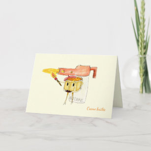 Quirky Creme Brulee Dessert Funny Cartoon Humour Card