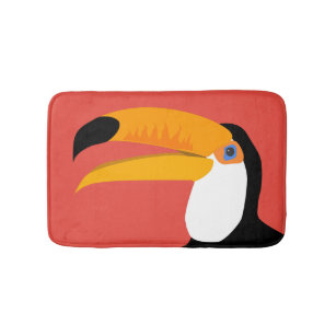 Quirky cute funny Toucan comic character for child Bath Mat