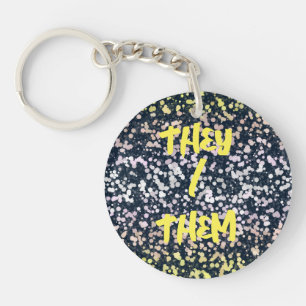 Quirky Cute Retro Boho Flora Pangender Pride Flag Keychain