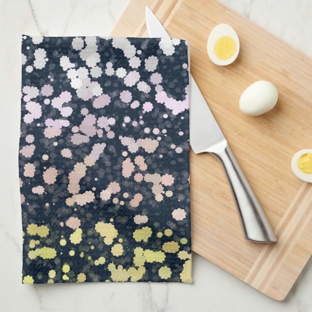 Quirky Cute Retro Boho Flora Pangender Pride Flag Kitchen Towel (Quarter Fold)