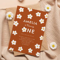 Quirky Daisy Girl 1st Birthday Party Invitation