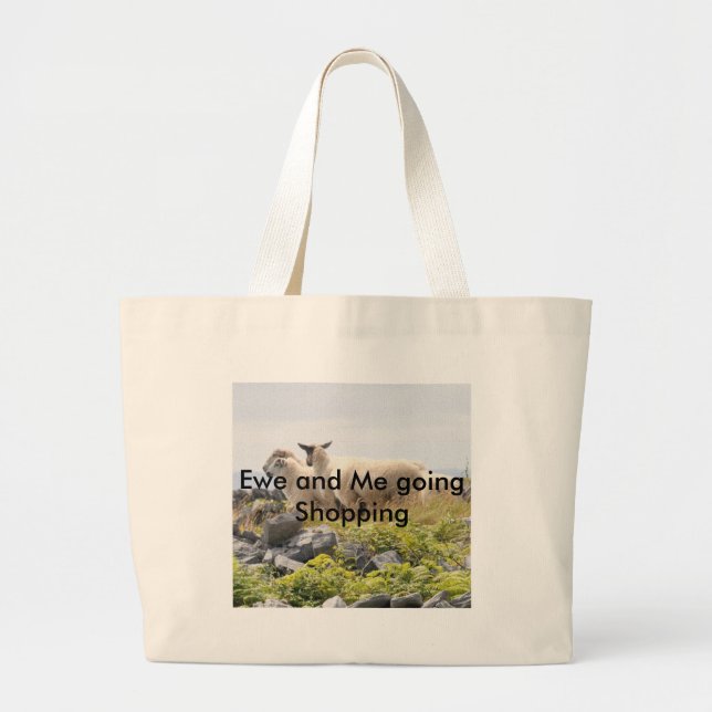 Quirky Designs - Sheep in a field Large Tote Bag (Front)