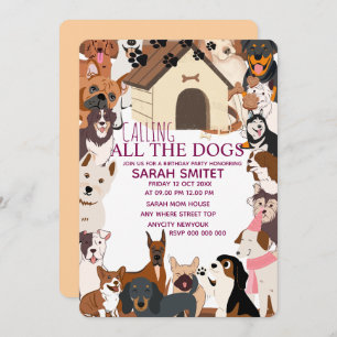 Quirky Dog Birthday Pawty Invitation  Let’s Pawty 