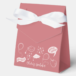 Quirky Doodle Graduation Party Blush Pink Favor Box