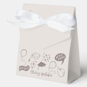 Quirky Doodle Graduation Party Sandy Beige Favor Box