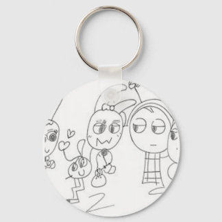 Quirky Doodle Style Antenna Friends Graphic Tee Keychain