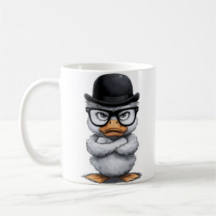 Quirky Duck Portrait with Glasses and Hat Coffee Mug