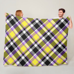 Quirky Eclectic Boho Nonbinary Plaid Pride Flag Fleece Blanket