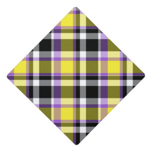 Quirky Eclectic Boho Nonbinary Plaid Pride Flag Graduation Cap Topper