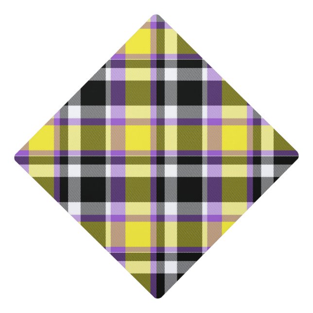 Quirky Eclectic Boho Nonbinary Plaid Pride Flag Graduation Cap Topper (Front)