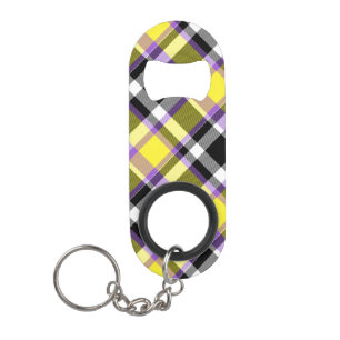 Quirky Eclectic Boho Nonbinary Plaid Pride Flag Keychain Bottle Opener