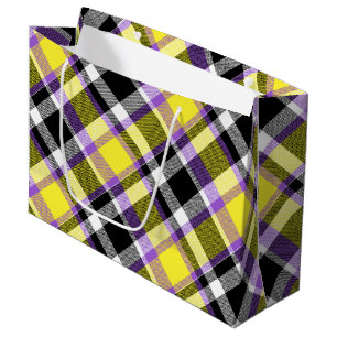 Quirky Eclectic Boho Nonbinary Plaid Pride Flag Large Gift Bag