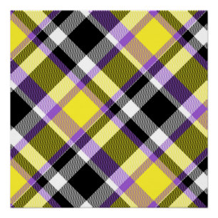 Quirky Eclectic Boho Nonbinary Plaid Pride Flag Poster