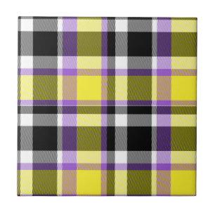 Quirky Eclectic Boho Nonbinary Plaid Pride Flag Tile