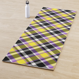 Quirky Eclectic Boho Nonbinary Plaid Pride Flag Yoga Mat
