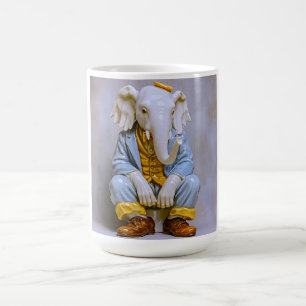 Quirky Elephant Blue Suit Coffee Mug