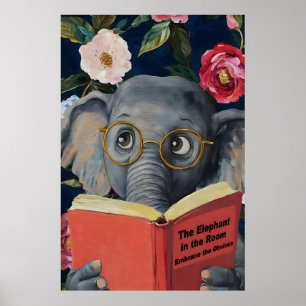 Quirky Elephant Reading Book Art Print Embrace the