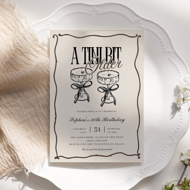 Quirky Espresso Martini A Tini Bit Older Birthday Invitation (Creator Uploaded)