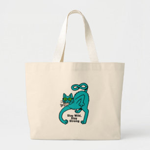 Quirky Expressive Cat Large Tote Bag