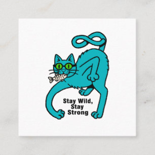 Quirky Expressive Cat Square Business Card