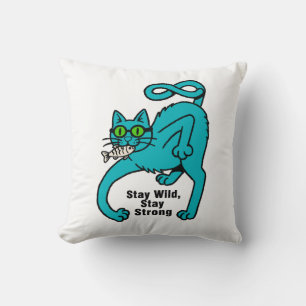 Quirky Expressive Cat Throw Pillow