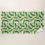 Quirky Festive Christmas Pickles Pattern Beach Towel<br><div class="desc">Did you find the pickle? This funny pattern features a variety of dill pickles adorned with Santa hats and Christmas ribbons! This pattern is inspired by the tradition of hiding a pickle in the christmas tree. Spread some holiday fun and cheer with this quirky pickle pattern!</div>