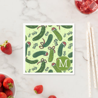 Quirky Festive Christmas Pickles Pattern Napkin