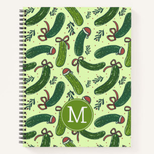 Quirky Festive Christmas Pickles Pattern Notebook