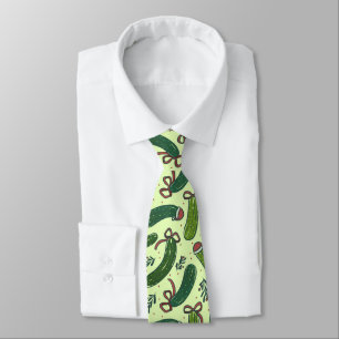 Quirky Festive Christmas Pickles Pattern Tie