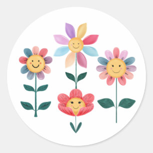 Quirky Flowers Classic Round Sticker