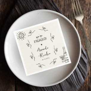 Quirky French Vintage Whimsy Bows Engagement Party Napkin