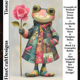Quirky Frog, Colourful Coat, Rose DL7L Decoupage Tissue Paper