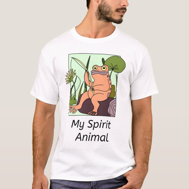 Quirky Frog Fishing is My Spirit Animal T-Shirt (Front)