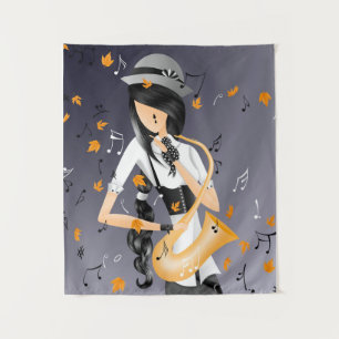 Quirky fun clown saxophonist  tapestry