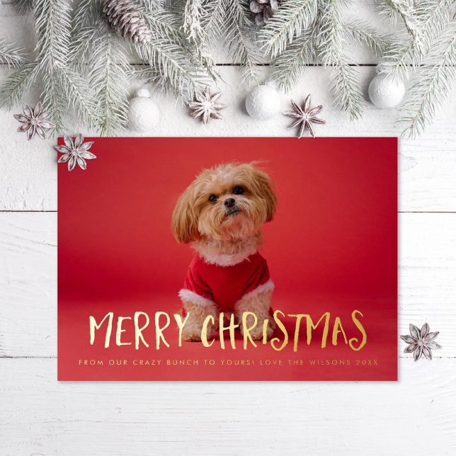 Quirky Fun Merry Christmas Photo Foil Holiday Card (Creator Uploaded)