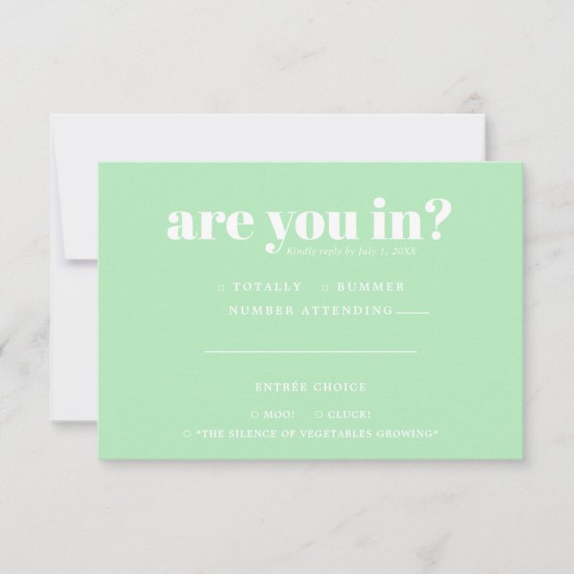 Quirky Fun Wedding RSVP | 70s Typography Announcement (Front)