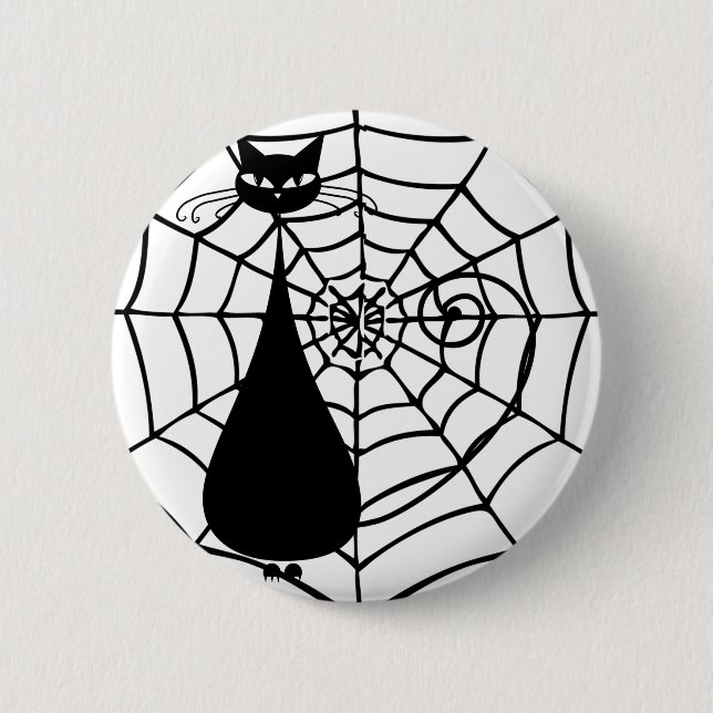 Quirky Funny Black Cat Feline 2 Inch Round Button (Front)