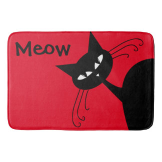Quirky Funny Black Cat Feline Bath Mat