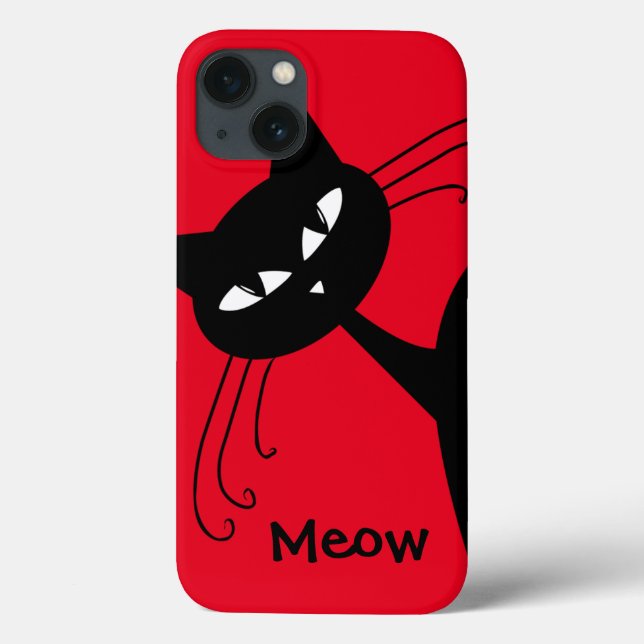 Quirky Funny Black Cat Feline Case-Mate iPhone Case (Back)