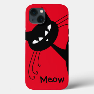 Quirky Funny Black Cat Feline iPhone 13 Case